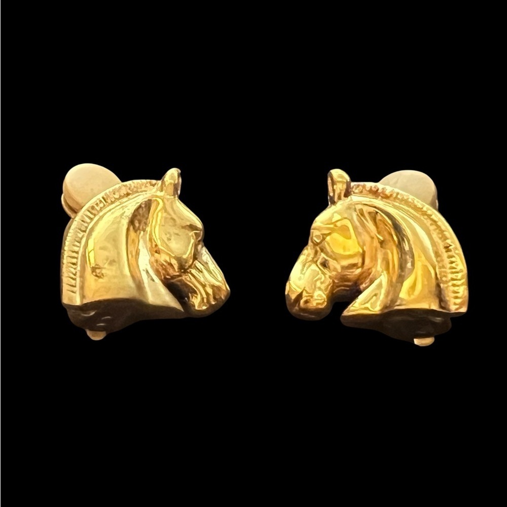 Hermes Bijouterie Fantaisie Horse Head Earrings